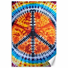 Tie Dye Peace Sign Canvas 12  X 18  by Cemarart