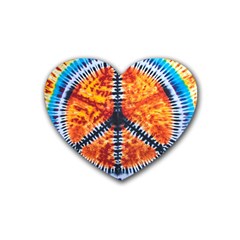 Tie Dye Peace Sign Rubber Coaster (heart) by Cemarart