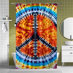 Tie Dye Peace Sign Shower Curtain 48  X 72  (small)  by Cemarart