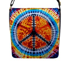 Tie Dye Peace Sign Flap Closure Messenger Bag (l) by Cemarart