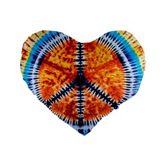 Tie Dye Peace Sign Standard 16  Premium Flano Heart Shape Cushions by Cemarart