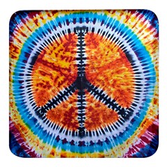 Tie Dye Peace Sign Square Glass Fridge Magnet (4 Pack) by Cemarart