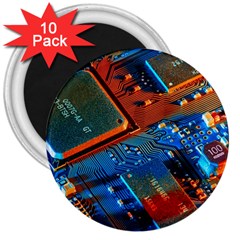 Gray Circuit Board Electronics Electronic Components Microprocessor 3  Magnets (10 pack) 