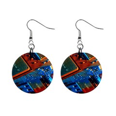 Gray Circuit Board Electronics Electronic Components Microprocessor Mini Button Earrings