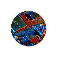 Gray Circuit Board Electronics Electronic Components Microprocessor Rubber Round Coaster (4 pack)