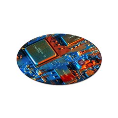 Gray Circuit Board Electronics Electronic Components Microprocessor Sticker (oval) by Cemarart