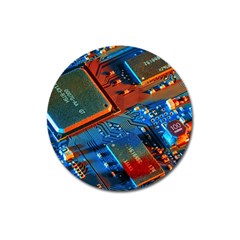 Gray Circuit Board Electronics Electronic Components Microprocessor Magnet 3  (Round)