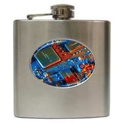 Gray Circuit Board Electronics Electronic Components Microprocessor Hip Flask (6 oz)