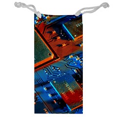 Gray Circuit Board Electronics Electronic Components Microprocessor Jewelry Bag by Cemarart