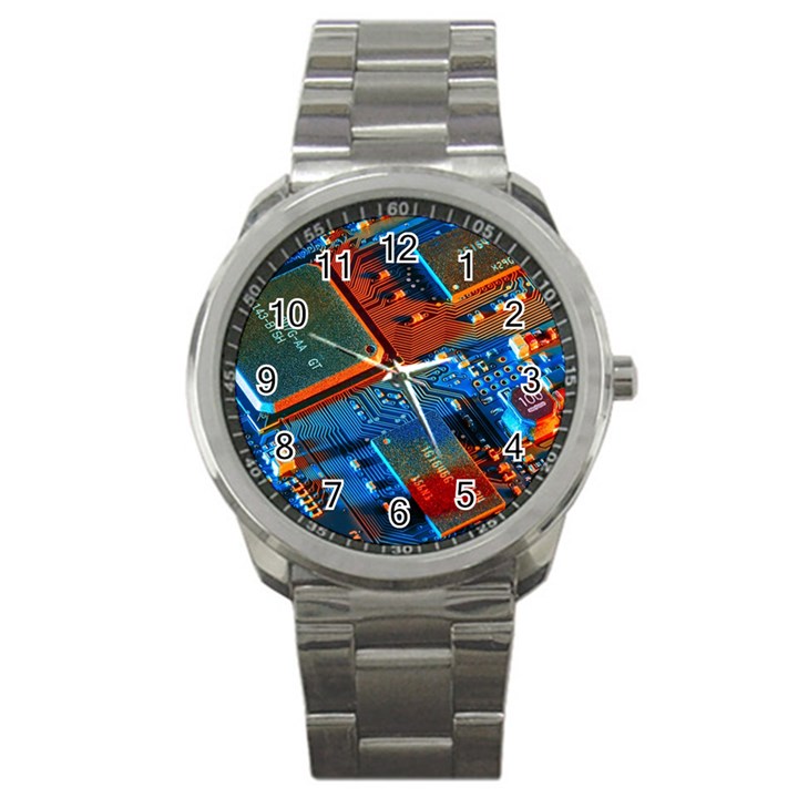 Gray Circuit Board Electronics Electronic Components Microprocessor Sport Metal Watch