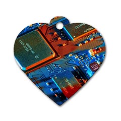 Gray Circuit Board Electronics Electronic Components Microprocessor Dog Tag Heart (Two Sides)