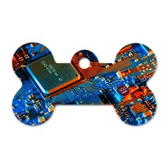 Gray Circuit Board Electronics Electronic Components Microprocessor Dog Tag Bone (One Side)