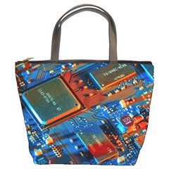 Gray Circuit Board Electronics Electronic Components Microprocessor Bucket Bag