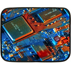 Gray Circuit Board Electronics Electronic Components Microprocessor Fleece Blanket (Mini)