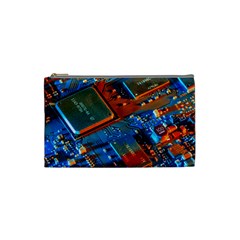 Gray Circuit Board Electronics Electronic Components Microprocessor Cosmetic Bag (small) by Cemarart