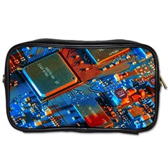 Gray Circuit Board Electronics Electronic Components Microprocessor Toiletries Bag (two Sides) by Cemarart