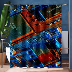 Gray Circuit Board Electronics Electronic Components Microprocessor Shower Curtain 60  x 72  (Medium) 