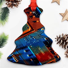 Gray Circuit Board Electronics Electronic Components Microprocessor Christmas Tree Ornament (Two Sides)