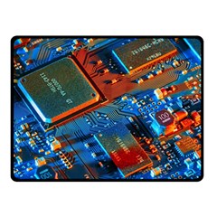 Gray Circuit Board Electronics Electronic Components Microprocessor Two Sides Fleece Blanket (Small)