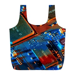 Gray Circuit Board Electronics Electronic Components Microprocessor Full Print Recycle Bag (L)