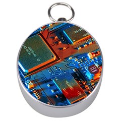 Gray Circuit Board Electronics Electronic Components Microprocessor Silver Compasses