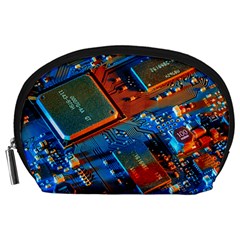 Gray Circuit Board Electronics Electronic Components Microprocessor Accessory Pouch (large) by Cemarart