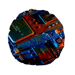 Gray Circuit Board Electronics Electronic Components Microprocessor Standard 15  Premium Flano Round Cushions