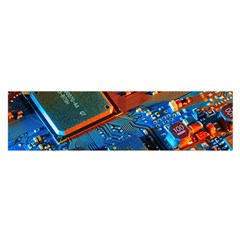 Gray Circuit Board Electronics Electronic Components Microprocessor Oblong Satin Scarf (16  x 60 )