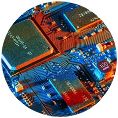 Gray Circuit Board Electronics Electronic Components Microprocessor Wooden Puzzle Round