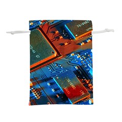 Gray Circuit Board Electronics Electronic Components Microprocessor Lightweight Drawstring Pouch (l) by Cemarart