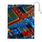 Gray Circuit Board Electronics Electronic Components Microprocessor Drawstring Pouch (4XL) Front