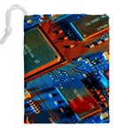 Gray Circuit Board Electronics Electronic Components Microprocessor Drawstring Pouch (4XL) Back