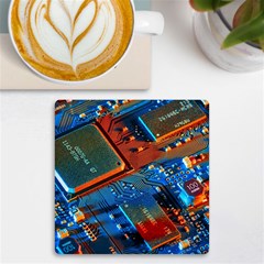 Gray Circuit Board Electronics Electronic Components Microprocessor UV Print Square Tile Coaster 