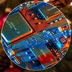 Gray Circuit Board Electronics Electronic Components Microprocessor UV Print Acrylic Ornament Round Front