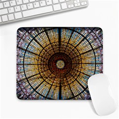 Barcelona Stained Glass Window Large Mousepad by Cemarart