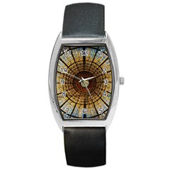 Barcelona Stained Glass Window Barrel Style Metal Watch by Cemarart