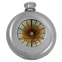 Barcelona Stained Glass Window Round Hip Flask (5 Oz) by Cemarart