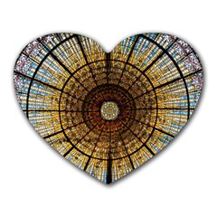 Barcelona Stained Glass Window Heart Mousepad by Cemarart