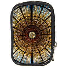 Barcelona Stained Glass Window Compact Camera Leather Case by Cemarart