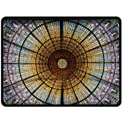 Barcelona Stained Glass Window Fleece Blanket (large) by Cemarart