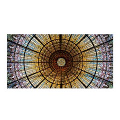 Barcelona Stained Glass Window Satin Wrap 35  X 70  by Cemarart