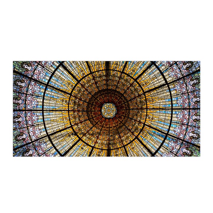 Barcelona Stained Glass Window Satin Wrap 35  x 70 