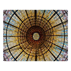 Barcelona Stained Glass Window Premium Plush Fleece Blanket (large)