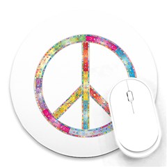 Flourish Decorative Peace Sign Round Mousepad by Cemarart