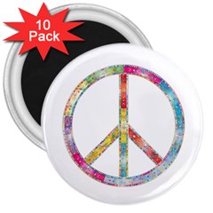 Flourish Decorative Peace Sign 3  Magnets (10 Pack)  by Cemarart