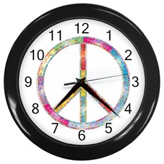 Flourish Decorative Peace Sign Wall Clock (black) by Cemarart