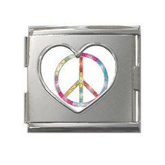 Flourish Decorative Peace Sign Mega Link Heart Italian Charm (18mm) by Cemarart