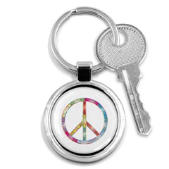 Flourish Decorative Peace Sign Key Chain (round) by Cemarart