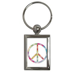 Flourish Decorative Peace Sign Key Chain (rectangle) by Cemarart