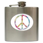 Flourish Decorative Peace Sign Hip Flask (6 oz) Front